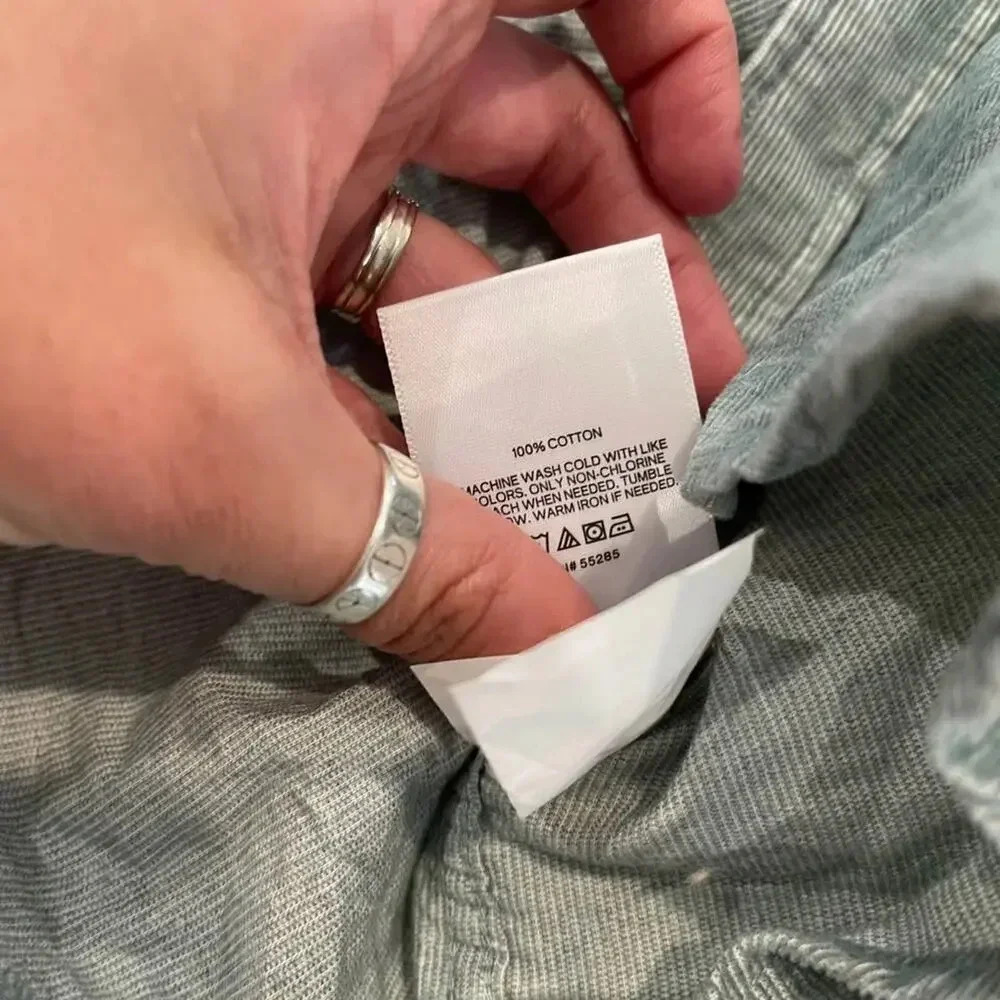 Express Button Up Long Sleeve Collared Shirt Gree… - image 6